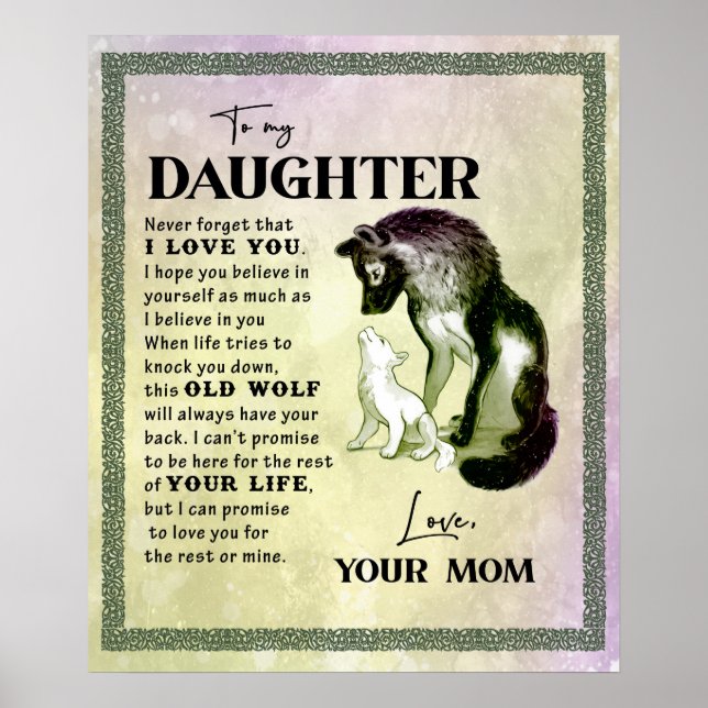 Personalized To My Daughter From Mom Wolf Blanket Poster (Front)