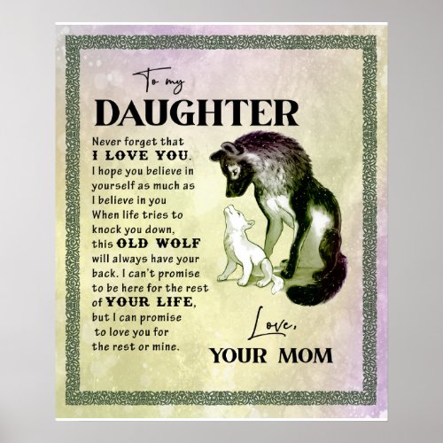 Personalized To My Daughter From Mom Wolf Blanket Poster