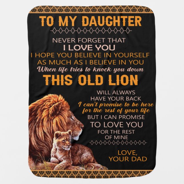 Personalized To My Daughter Lion Baby Blanket (Front)