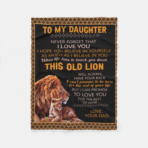 Personalized To My Daughter Lion Blanket