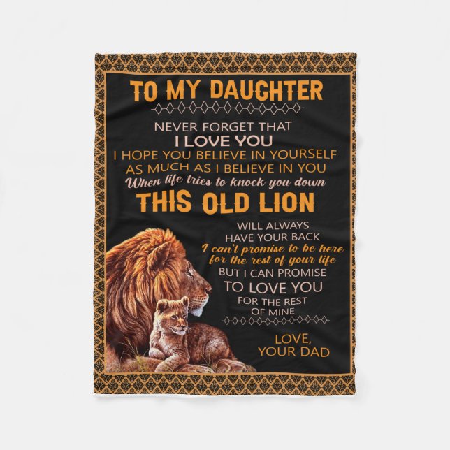 Personalized To My Daughter Lion Blanket (Front)