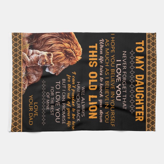 Personalized To My Daughter Lion Blanket Kitchen Towel (Horizontal)