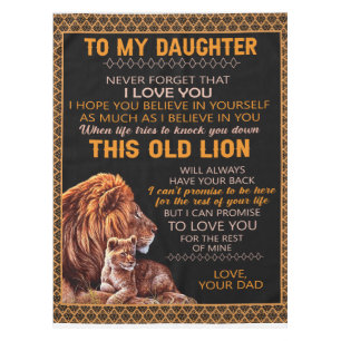 Personalized To My Daughter Lion Blanket Tablecloth