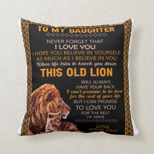 Personalized To My Daughter Lion Blanket Throw Pillow