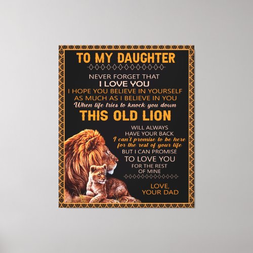 Personalized To My Daughter Lion Canvas Print