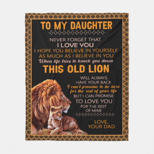 Personalized To My Daughter Lion Fleece Blanket