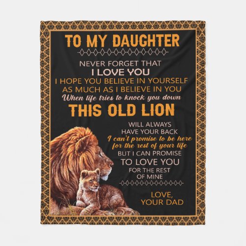 Personalized To My Daughter Lion Fleece Blanket