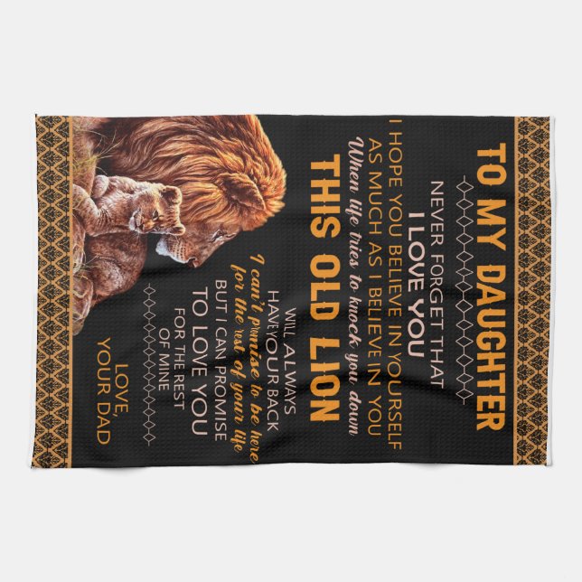 Personalized To My Daughter Lion Kitchen Towel (Horizontal)