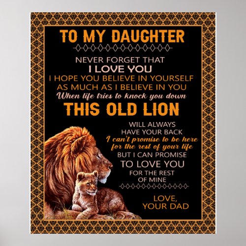 Personalized To My Daughter Lion Poster