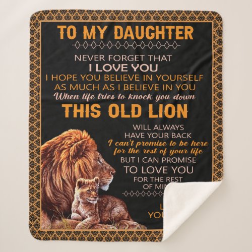 Personalized To My Daughter Lion Sherpa Blanket
