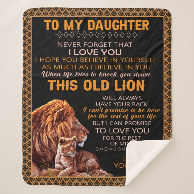Personalized To My Daughter Lion Sherpa Blanket (Front)