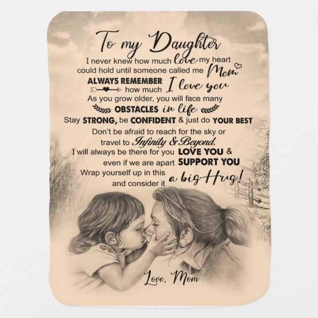 Personalized To My Daughter, Love From Mom Blanket (Front)