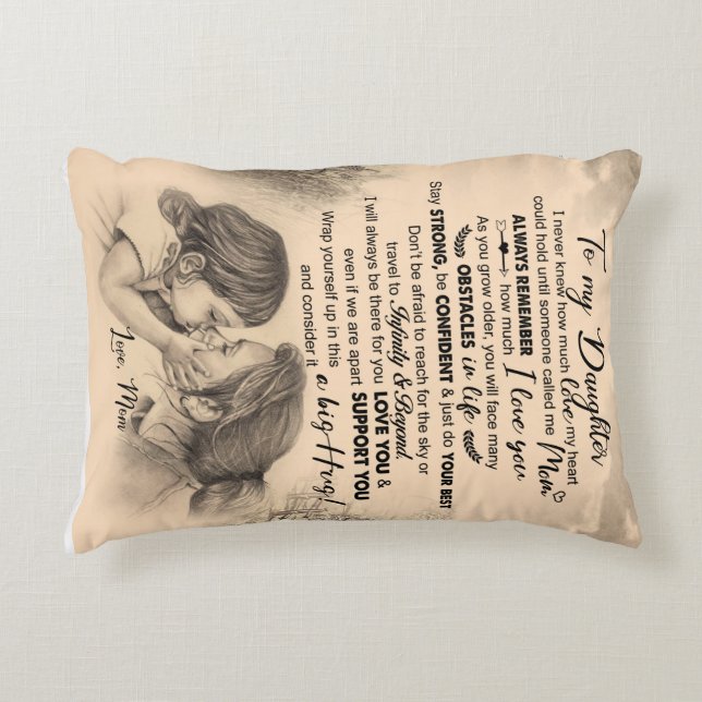 Personalized To My Daughter, Love From Mom Blanket Accent Pillow (Front)