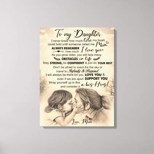 Personalized To My Daughter Love From Mom Blanket Canvas Print