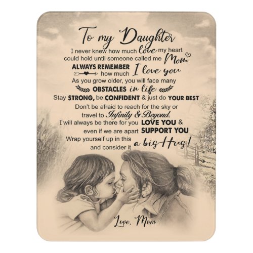 Personalized To My Daughter Love From Mom Blanket Door Sign