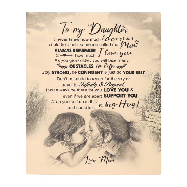 Personalized To My Daughter, Love From Mom Blanket Metal Print (Front)