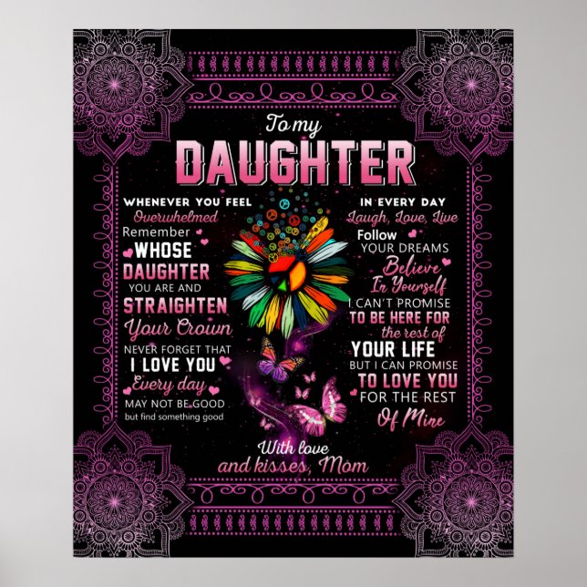 Personalized To My Daughter Love From Mom Butterfl Poster (Front)
