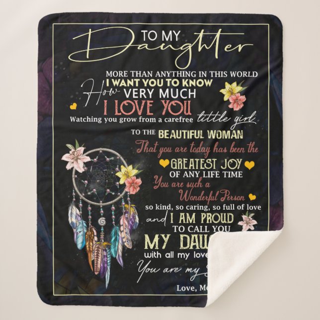 Personalized To My Daughter, Love From Mom Dreamme Sherpa Blanket (Front)