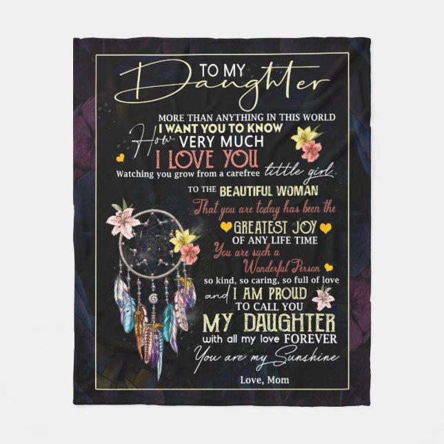 Personalized To My Daughter, Love From Mom Fleece Blanket (Front)