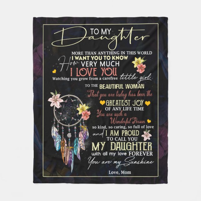 Personalized To My Daughter, Love From Mom Fleece Blanket (Front)