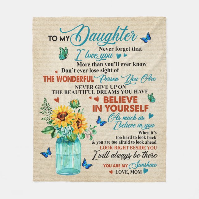 Personalized To My Daughter Love From Mom Fleece Blanket (Front)
