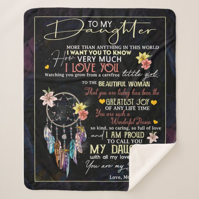 Personalized To My Daughter Love From Mom Sherpa Blanket (Front)