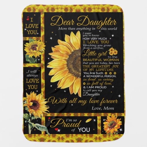Personalized To My Daughter Love From Mom Sunflow Baby Blanket