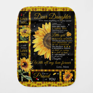 Personalized To My Daughter, Love From Mom Sunflow Baby Burp Cloth