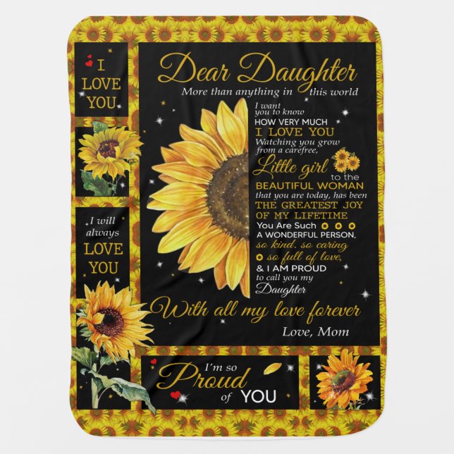 Personalized To My Daughter Love From Mom Sunflowe Baby Blanket (Front)