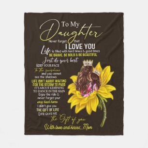 Personalized To My Daughter Love From Mom Sunflowe Fleece Blanket
