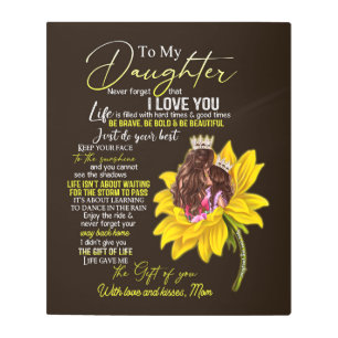 Personalized To My Daughter Love From Mom Sunflowe Metal Print