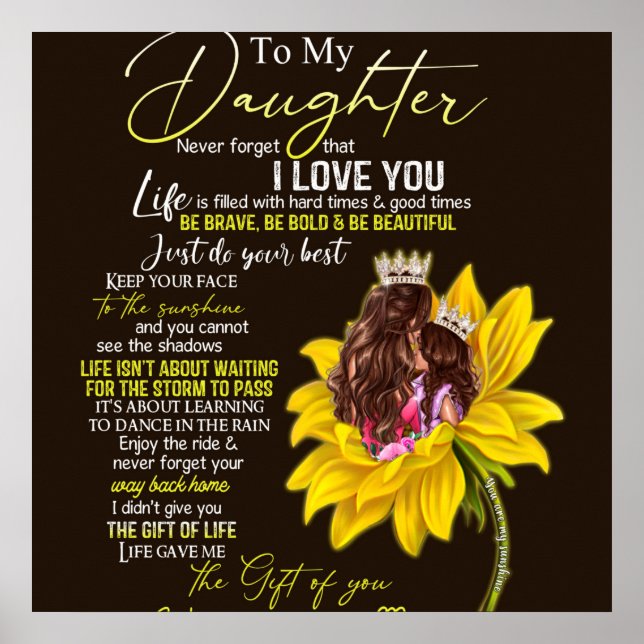 Personalized To My Daughter Love From Mom Sunflowe Poster (Front)
