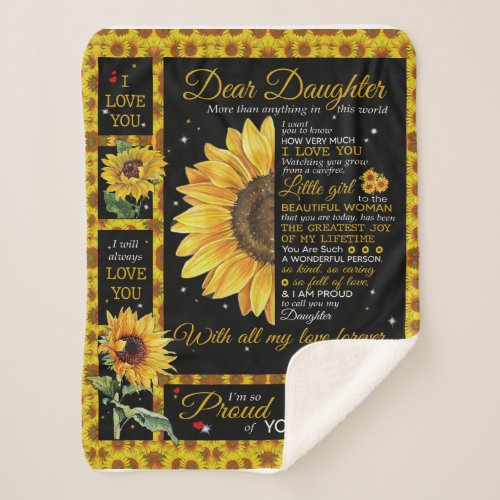 Personalized To My Daughter Love From Mom Sunflowe Sherpa Blanket