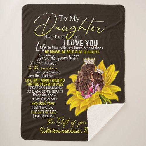 Personalized To My Daughter Love From Mom Sunflowe Sherpa Blanket