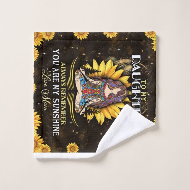 Personalized To My Daughter Love From Mom Sunflowe Wash Cloth (Wash Cloth)