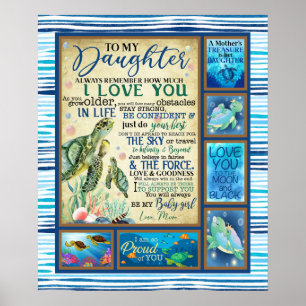 Personalized To My Daughter Love From Mom Turtle Poster