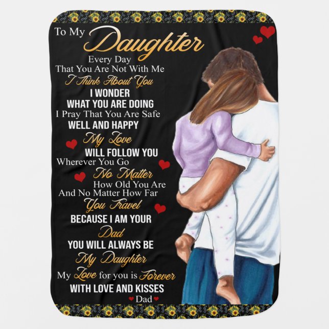 Personalized To My Daughter , Love Letter From Dad Baby Blanket (Front)