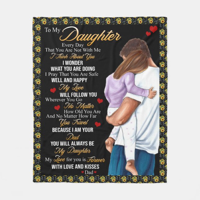 Personalized To My Daughter , Love Letter From Dad Fleece Blanket (Front)
