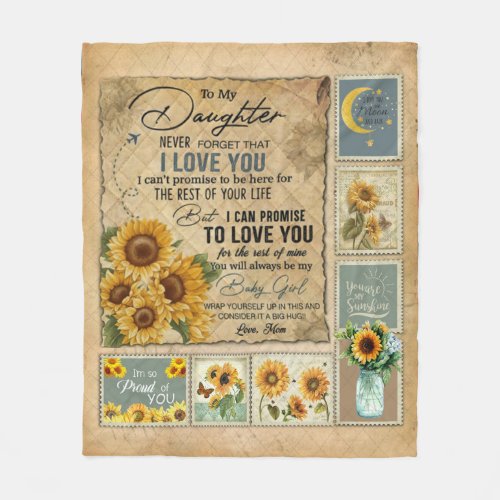 Personalized To My Daughter Vintage From Mom Fleece Blanket
