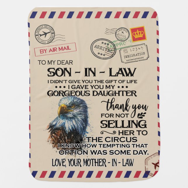 Personalized To My Dear Son-In-Law Letter Baby Blanket (Front)