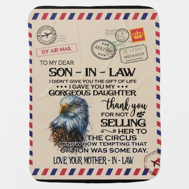 Personalized To My Dear Son-In-Law Letter Baby Blanket (Front)