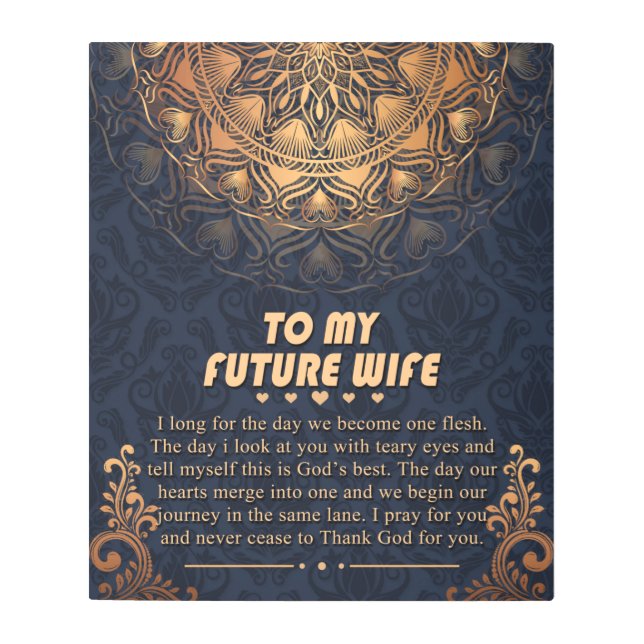 Personalized To My Future Wife Thank God Gift Metal Print (Front)
