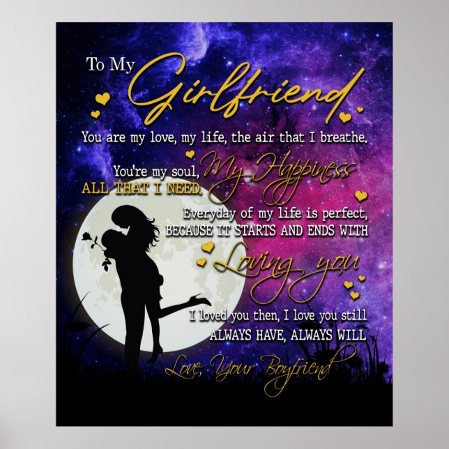 Personalized To My Girlfriend Blanket Poster (Front)