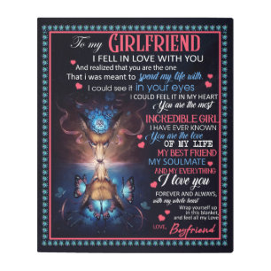 Personalized To My Girlfriend Wolf Blanket, Metal Print