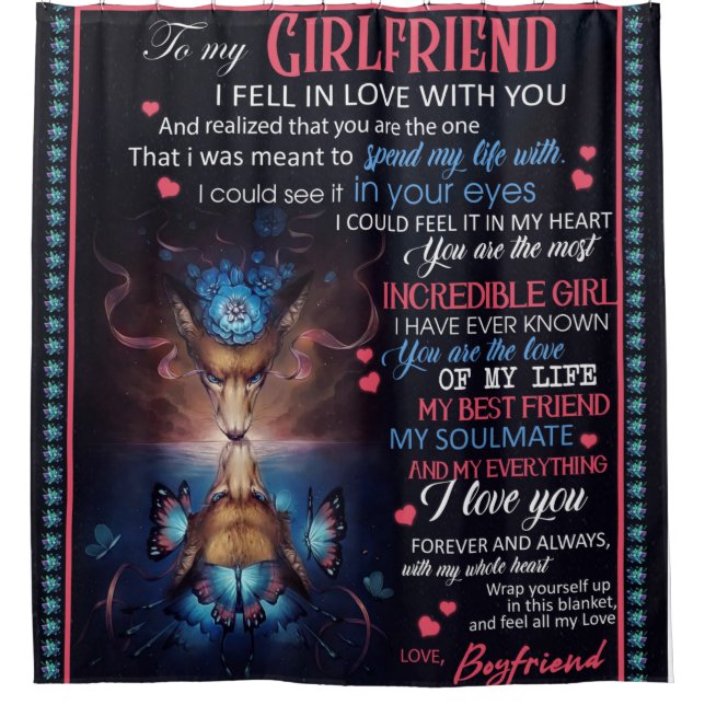 Personalized To My Girlfriend Wolf Blanket, Shower Curtain (Front)
