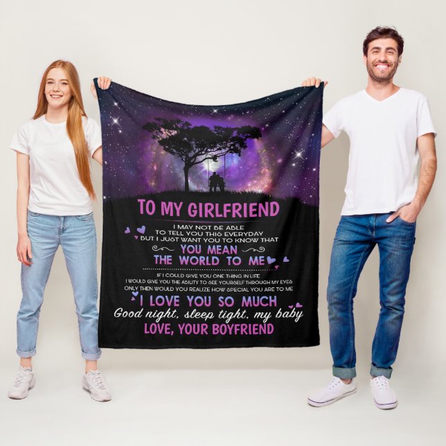 Personalized To My Girlfriend You Mean The World  Fleece Blanket (In Situ)