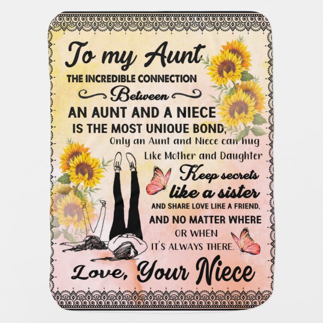 Personalized To My Gorgeous Aunt Sunflower Blanket (Front)