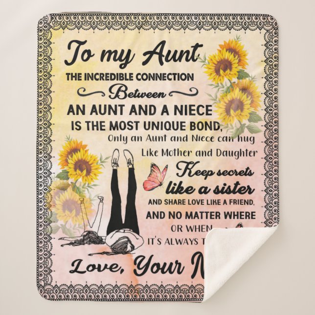 Personalized To My Gorgeous Aunt Sunflower Blanket (Front)