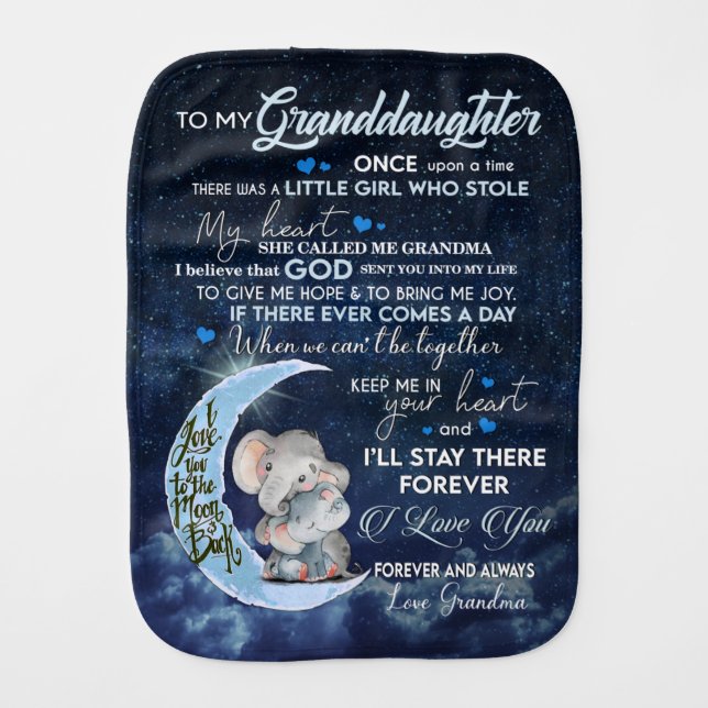 Personalized  To My Granddaughter Baby Burp Cloth (Front)