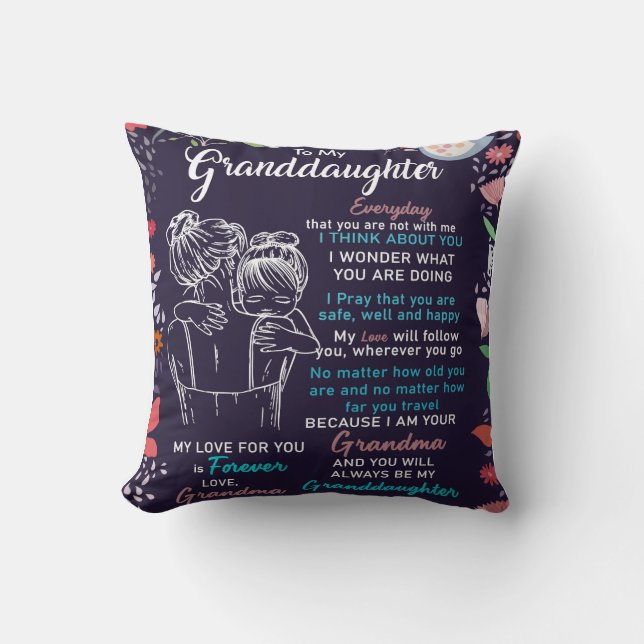 Personalized To My Granddaughter Blanket Throw Pillow (Front)
